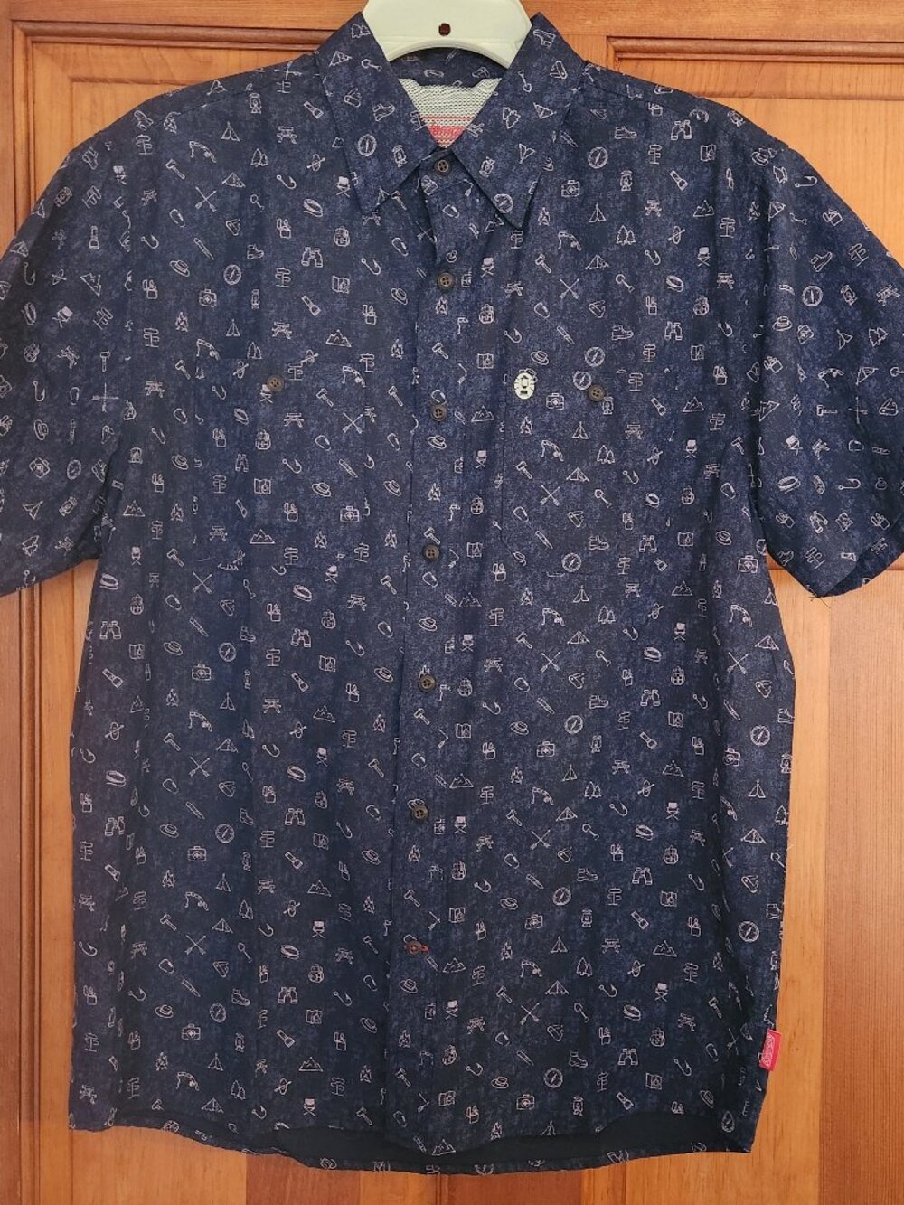 Blue Coleman Camp button down short sleeved shirt
